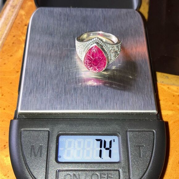 Natural Ruby Sterling Silver Artistic Ring Size 7 - Picture 8 of 8